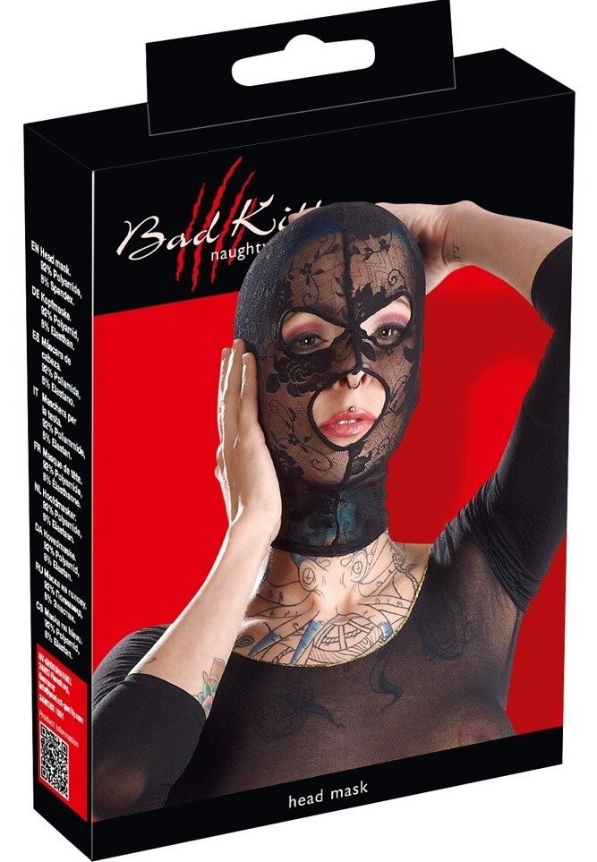 Erotska Čipkana Maska za Glavu | Bad Kitty Head Mask
