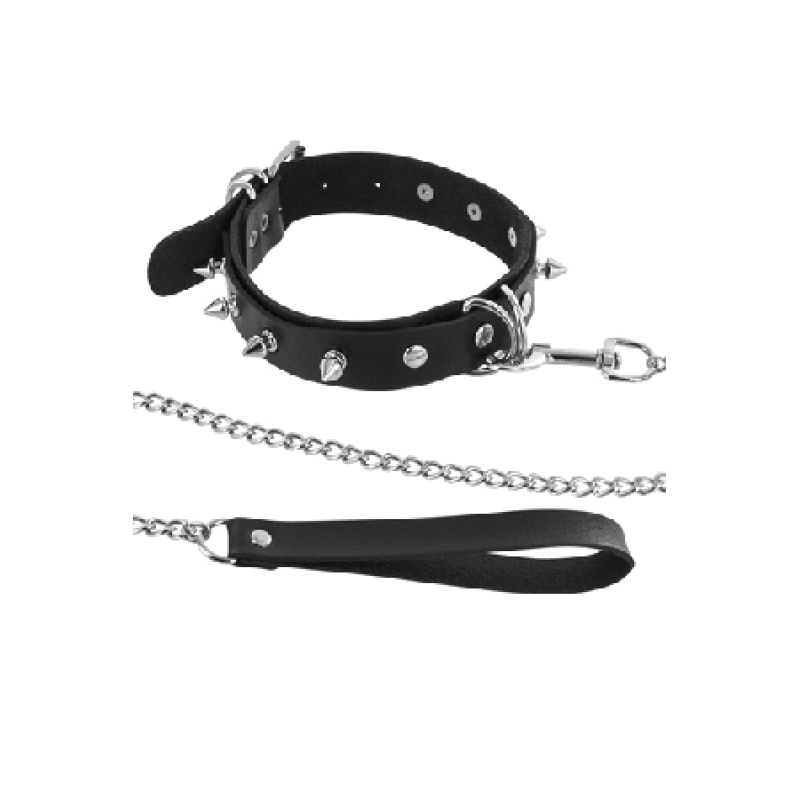 Fetish choker spikes&leash