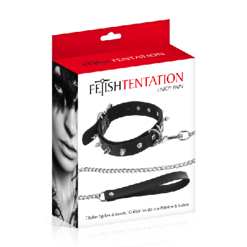 Fetish choker spikes&leash