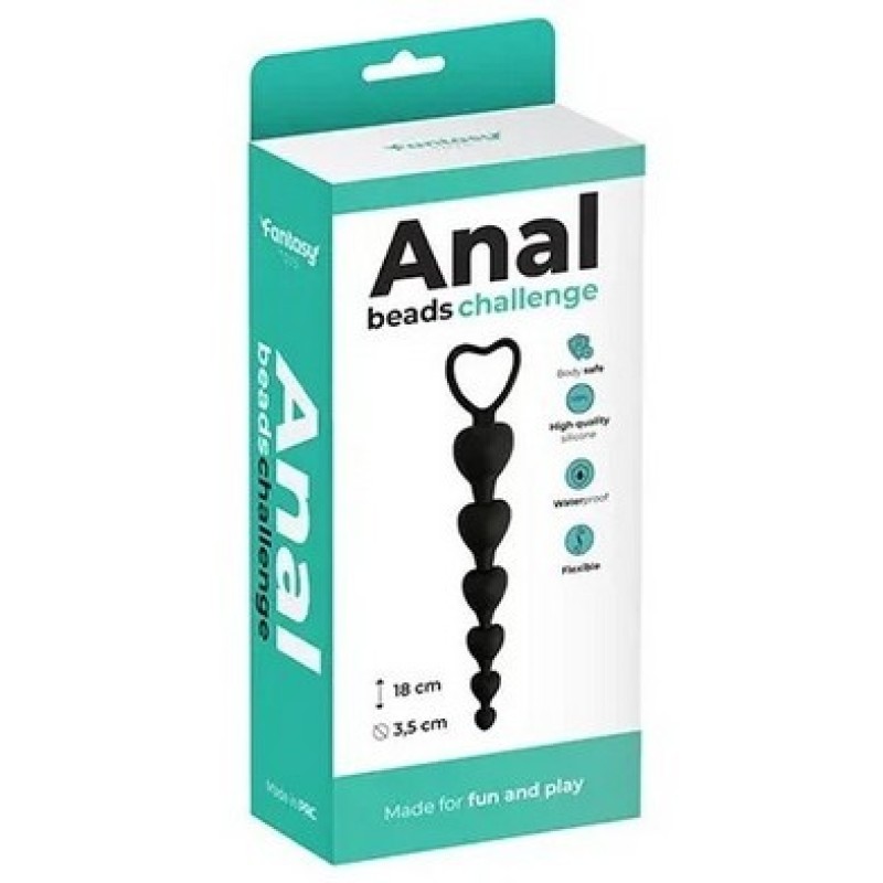 Fantasy Anal Beads Challenge Analna perla sa srcima (crna)