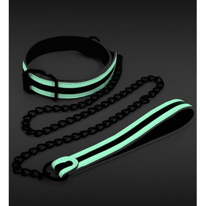 GLO in the dark Bondage BDSM fluorescentna ogrlica i povodac