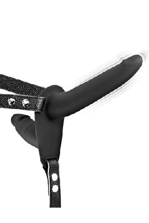 Fetish Tentation Strap-On dupli dildo sa vibracijom (crni)
