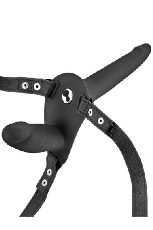 Fetish Tentation Strap-On dupli dildo sa vibracijom (crni)