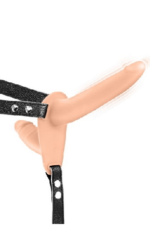 Fetish Tentation Strap-On dupli dildo sa vibracijom (boja kože)