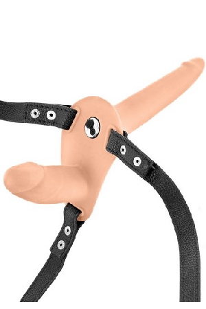 Fetish Tentation Strap-On dupli dildo sa vibracijom (boja kože)