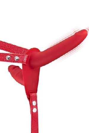 Fetish Tentation Strap-On dupli dildo sa vibracijom (crveni)
