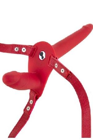 Fetish Tentation Strap-On dupli dildo sa vibracijom (crveni)