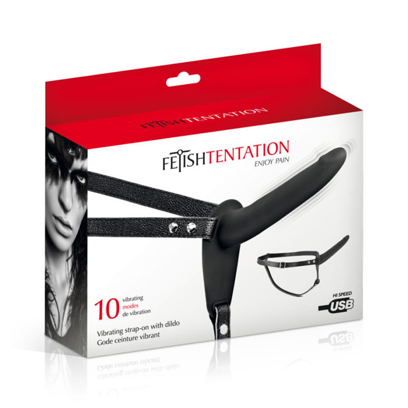 Fetish Tentation Strap-On sa vibrirajućim dildom (crni)