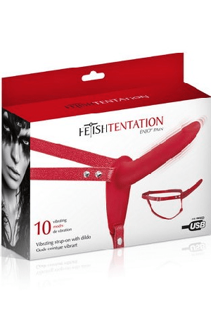 Fetish Tentation Strap-On sa vibrirajućim dildom (crveni)