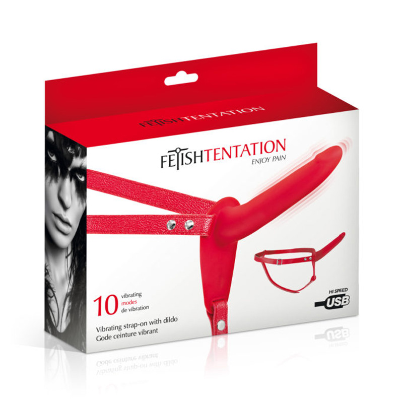 Fetish Tentation Strap-On sa vibrirajućim dildom (crveni)