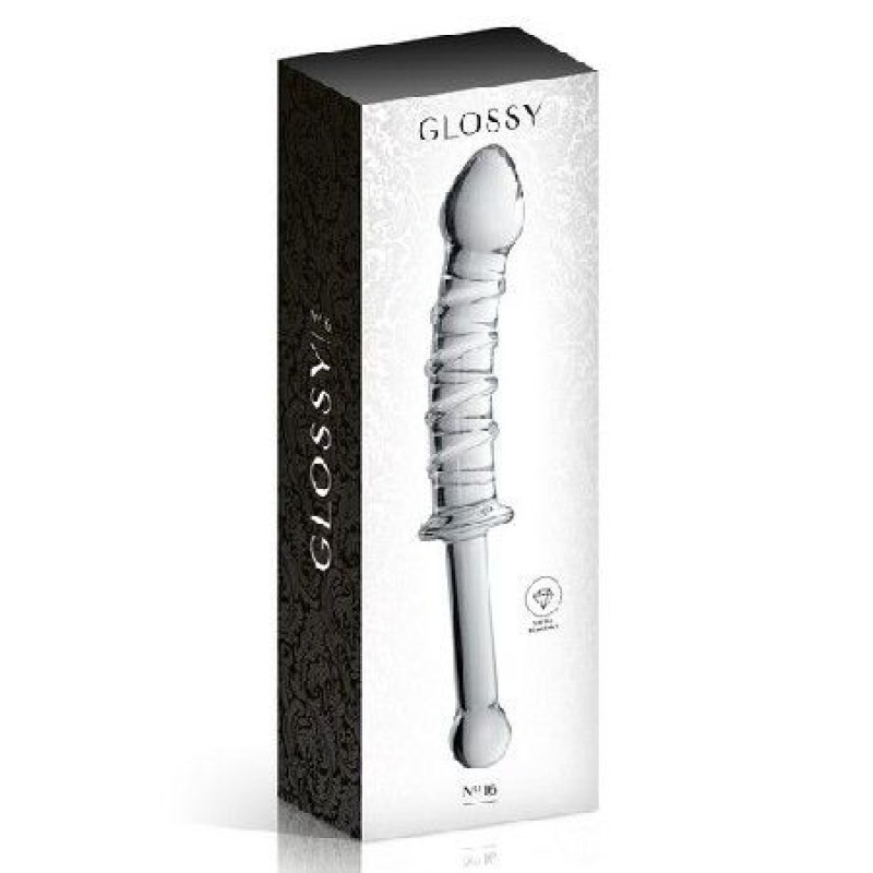 GLOSSY DILDO 16 CLEAR